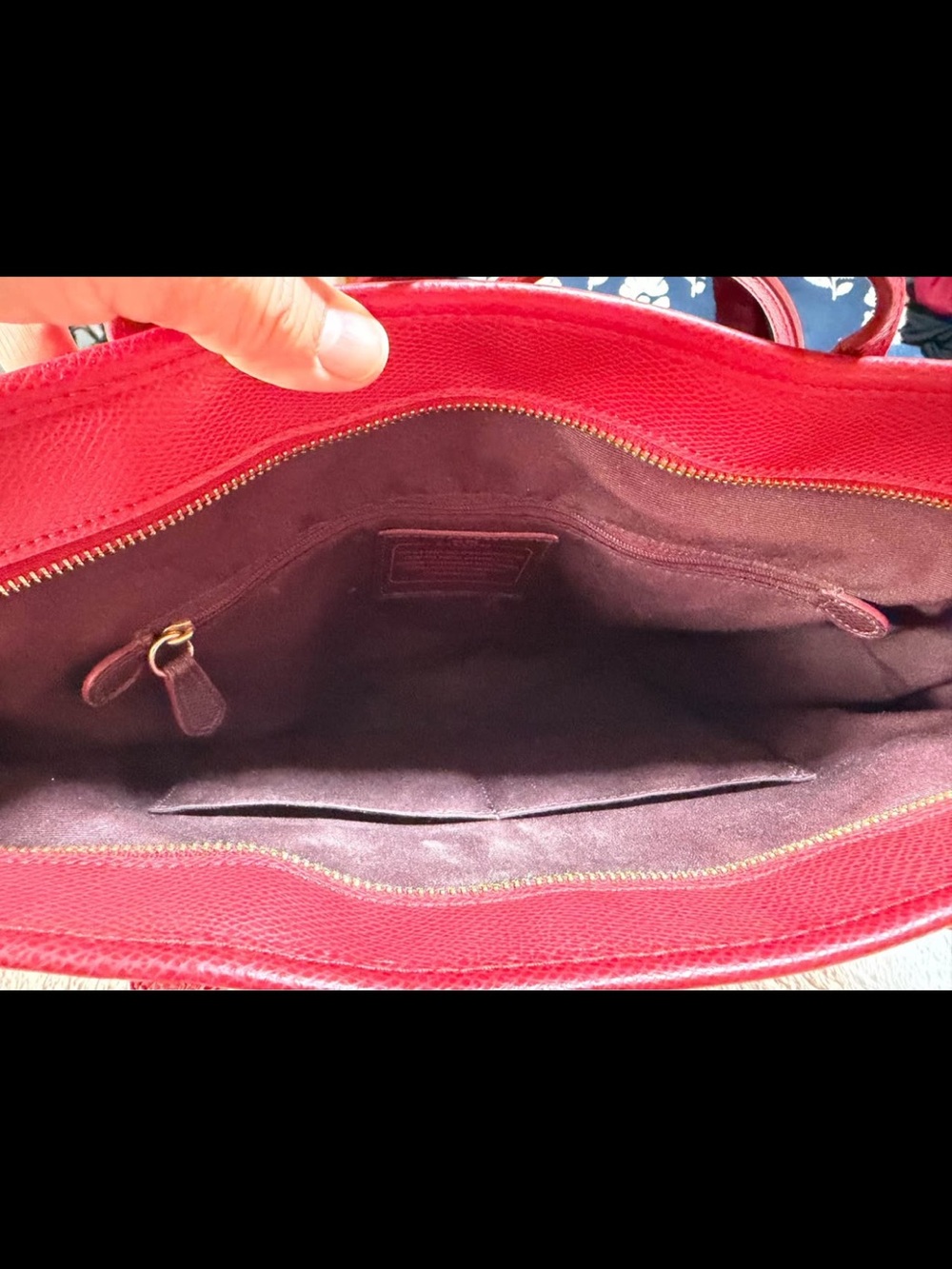 Coach Red Pebbled Leather Tote - Picture 2 of 4